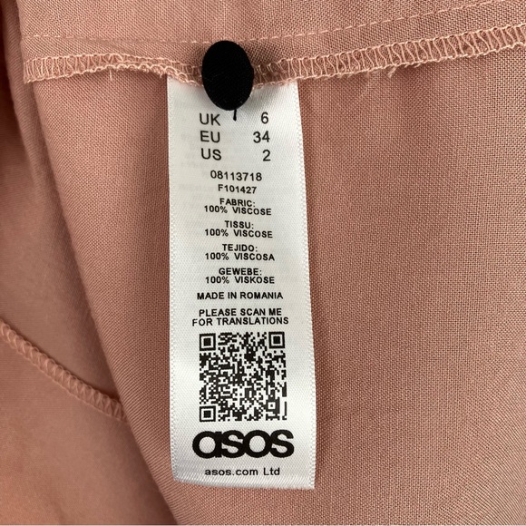 ASOS Retro Pink & Black Contrast Collar Button Half Sleeve Wrap Mini Dress UK 6 - Picture 15 of 16